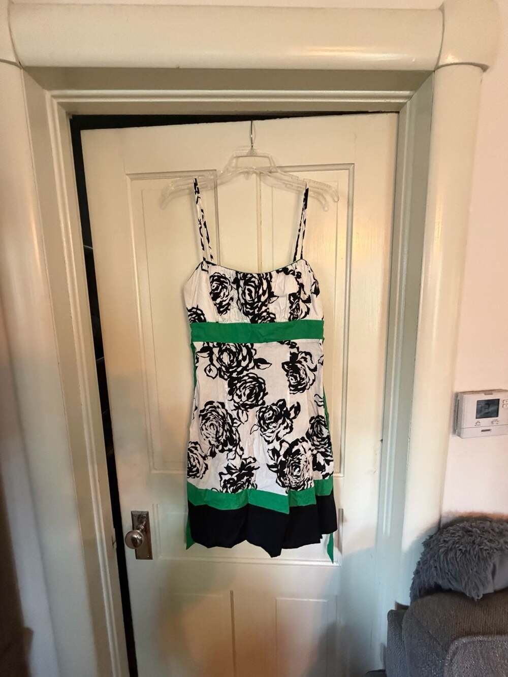 Trixxi Floral Dress Size 13 Black White Green A-Line